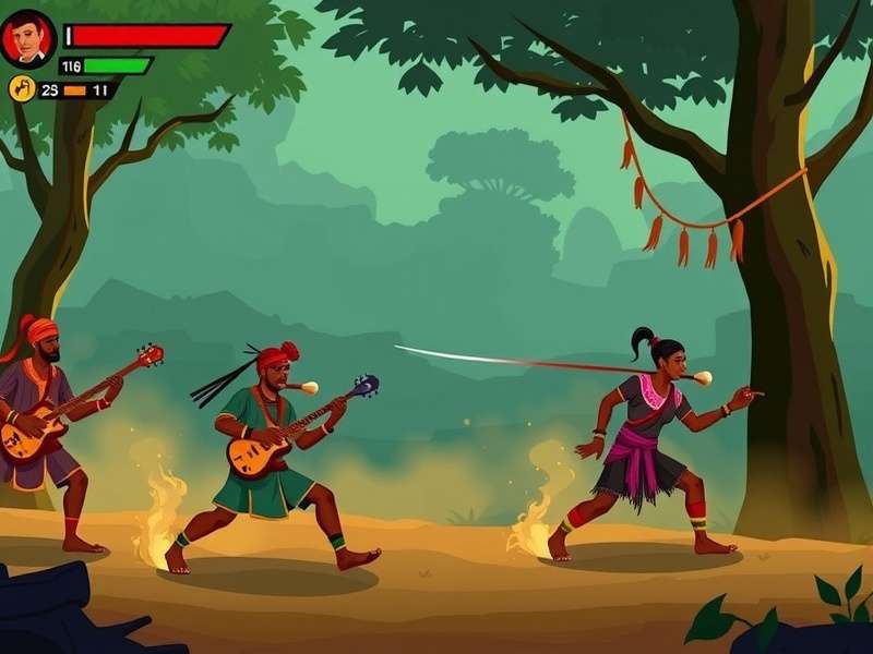 Bihu Beat Brigade Gameplay Screenshot showing Upper Assam Mising tribal rhythm gameplay